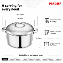 Pradeep Casserole Orchid Double Wall Serving Stainless Steel – Insulated Design Lid