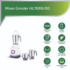 Philips Mixer Grinder HL7699 – 750 Watt, 3 Jars