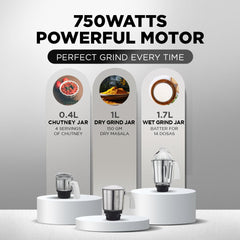 Preethi Mixer Grinder Popular MG 142 - 3 Jars 750Watt