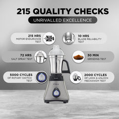 Preethi Mixer Grinder Steele Supreme MG 206 - 3 Jars 550 Watt