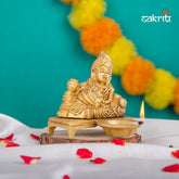 Brass Kubera Vilakku – 3.5 Inch Height | Wealth Lamp for Diwali, Pooja Room & Auspicious Decor