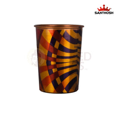 Copper Printed Glass – 3.8 Inch Height | Decorative Copper Glass with Printed Designs for Pooja & Home Use