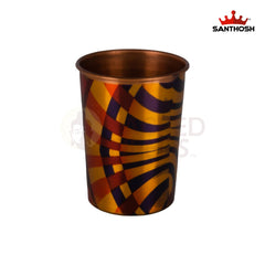 Copper Printed Glass – 3.8 Inch Height | Decorative Copper Glass with Printed Designs for Pooja & Home Use