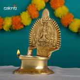 Brass Kamakshi Vilakku – 6.6 Inch | South Indian Brass Diya for Pooja, Festivals & Daily Rituals
