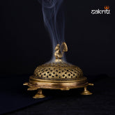 Brass Tortoise Dhoopkal – 4.6 Inch | Incense Cone Holder with Turtle Base for Home Temple & Meditation