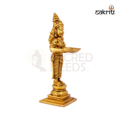 Brass Pavai Vilakku – 9.8 Inch Height | Traditional Brass Standing Lady Oil Lamp for Temple & Festival Use