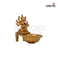 Brass Varahi Vilakku – 4.6 Inch Height | Goddess Varahi Brass Oil Lamp for Rituals, Navratri & Home Pooja