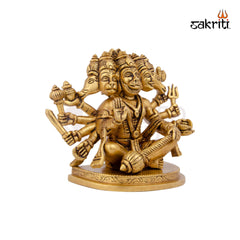 Brass 5 Mukhi Hanuman Idol – 5.4 Inch Height | Panchamukhi Hanuman Brass Statue for Pooja, Protection & Gifting
