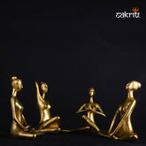 Brass Yoga Lady Set – 7 Inch Height | Set of 4 Yoga Pose Figurines in Brass for Wellness Decor & Gifting