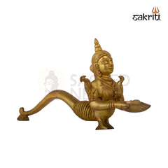 Brass Pavai Arti – 7 Inch Height | Brass Aarti Figure of Lady Holding Lamp for Rituals, Temple & Gifting