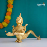 Brass Pavai Arti – 7 Inch Height | Brass Aarti Figure of Lady Holding Lamp for Rituals, Temple & Gifting