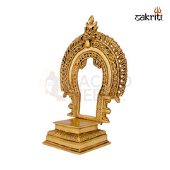 Brass Frame with Base – 10 Inch Height | Decorative Brass Framed Panel with Stand for Religious Gifting