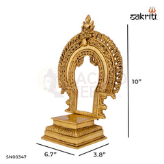 Brass Frame with Base – 10 Inch Height | Decorative Brass Framed Panel with Stand for Religious Gifting