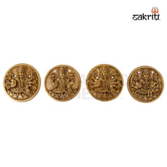 Brass Ashtalakshmi Plates Mounted – 4 Inch Height | Set of 8 Lakshmi Plates Mounted for Pooja
