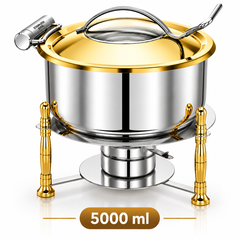Triply Chafer with Stand | Gold Lid & Gold Legs