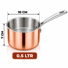 Triply Long Handle Sauce Pan with Copper