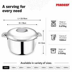 Pradeep Casserole Orchid Double Wall Serving Stainless Steel – Insulated Plain Lid