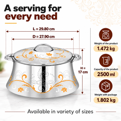 Pradeep Casserole AVA Gold Double Wall Serving Stainless Steel – Insulated Hot Pot Design Lid
