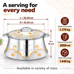 Pradeep Casserole AVA Gold Double Wall Serving Stainless Steel – Insulated Hot Pot Design Lid