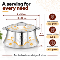 Pradeep Casserole AVA Gold Double Wall Serving Stainless Steel – Insulated Hot Pot Design Lid