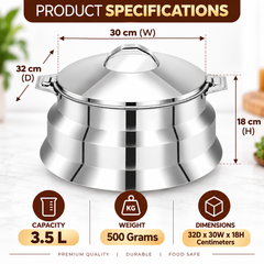Pradeep Casserole Crystal Double Wall Serving Stainless Steel – Insulated Design Lid