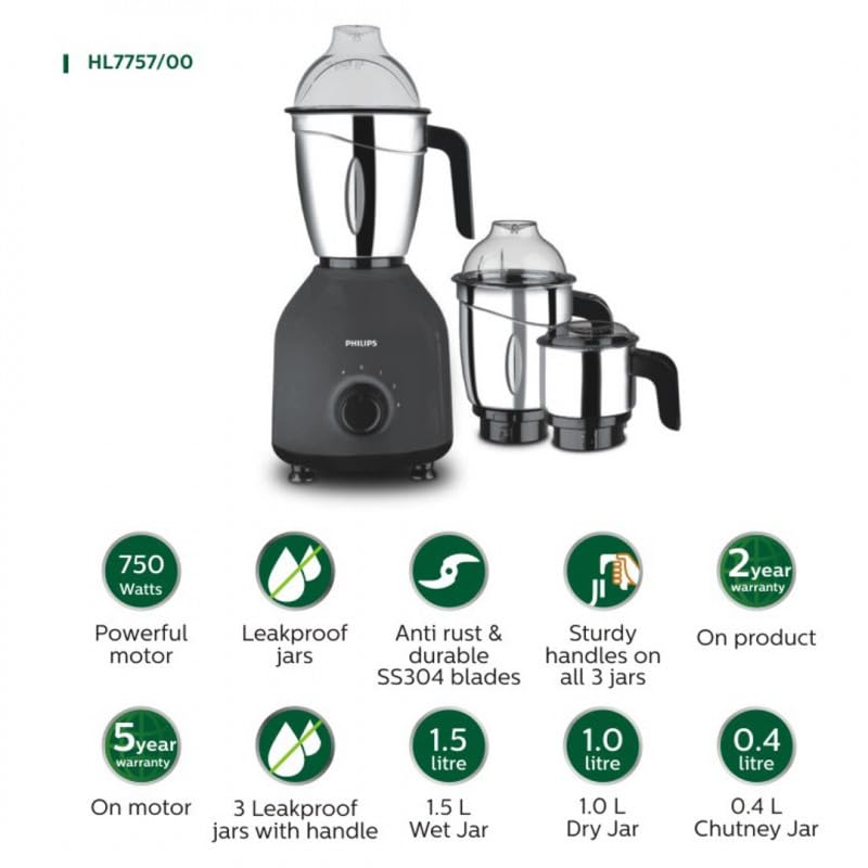 Philips Mixer Grinder 7757 – 3 Jars 750 Watts
