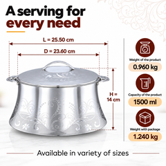 Pradeep Casserole AVA Silver  Double Wall Serving Stainless Steel – Insulated Hot Pot Design Lid