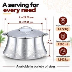 Pradeep Casserole AVA Silver  Double Wall Serving Stainless Steel – Insulated Hot Pot Design Lid
