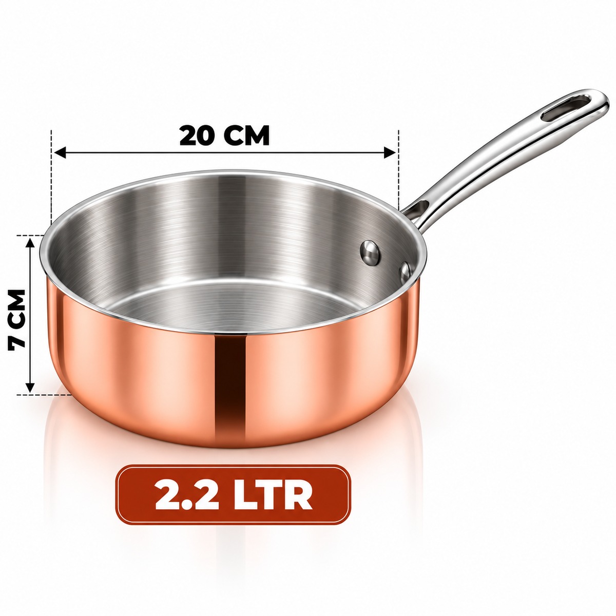 Pradeep Triply Long Handle Casserole Pot with Copper