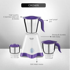 Preethi Mixer Grinder Crown MG 205 - 3 Jars 500 Watt