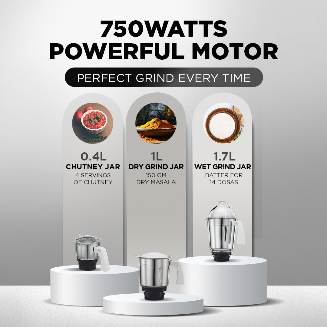 Preethi Mixer Grinder Popular MG 142 - 3 Jars 750Watt