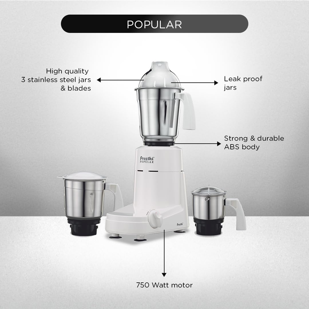 Preethi Mixer Grinder Popular MG 142 - 3 Jars 750Watt