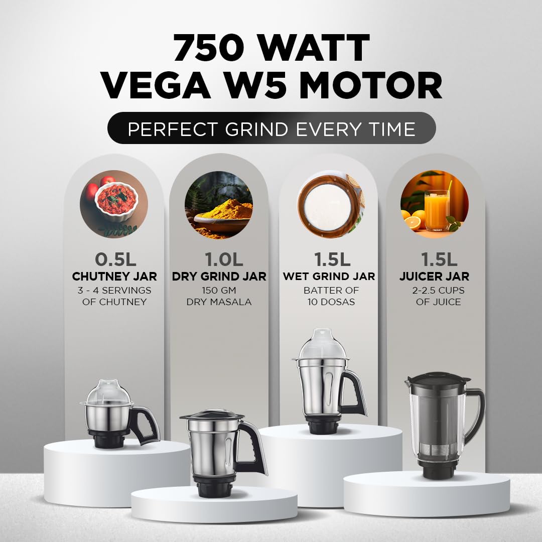Preethi Mixer Grinder Steele Supreme MG 208 - 4 Jars 750 Watt