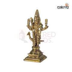 Brass Murugan Idol – 6.3 Inch Height | Subramanya Swamy Statue for Pooja, Festive Decor & Gifting