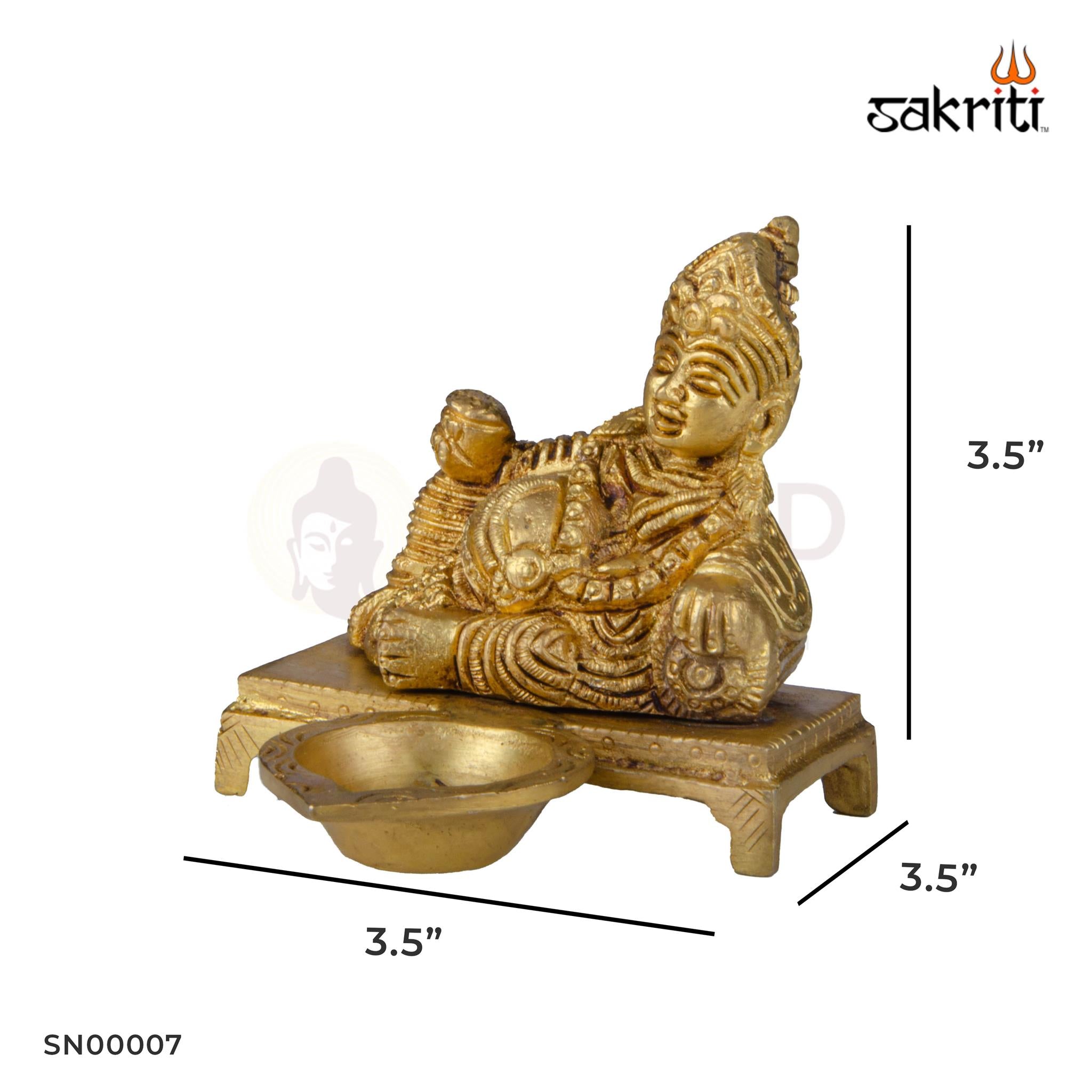 Brass Kubera Vilakku – 3.5 Inch Height | Wealth Lamp for Diwali, Pooja Room & Auspicious Decor