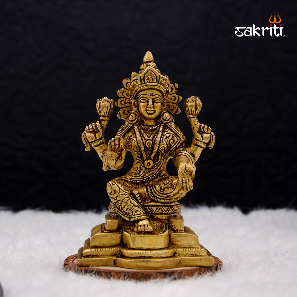 Brass Lakshmi Idol – 5.3 Inch Height | Mahalakshmi Statue for Pooja, Diwali & Prosperity Decor