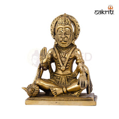 Brass Hanuman Idol – 5 Inch Height | Bajrangbali Statue for Strength, Devotion & Pooja Decor