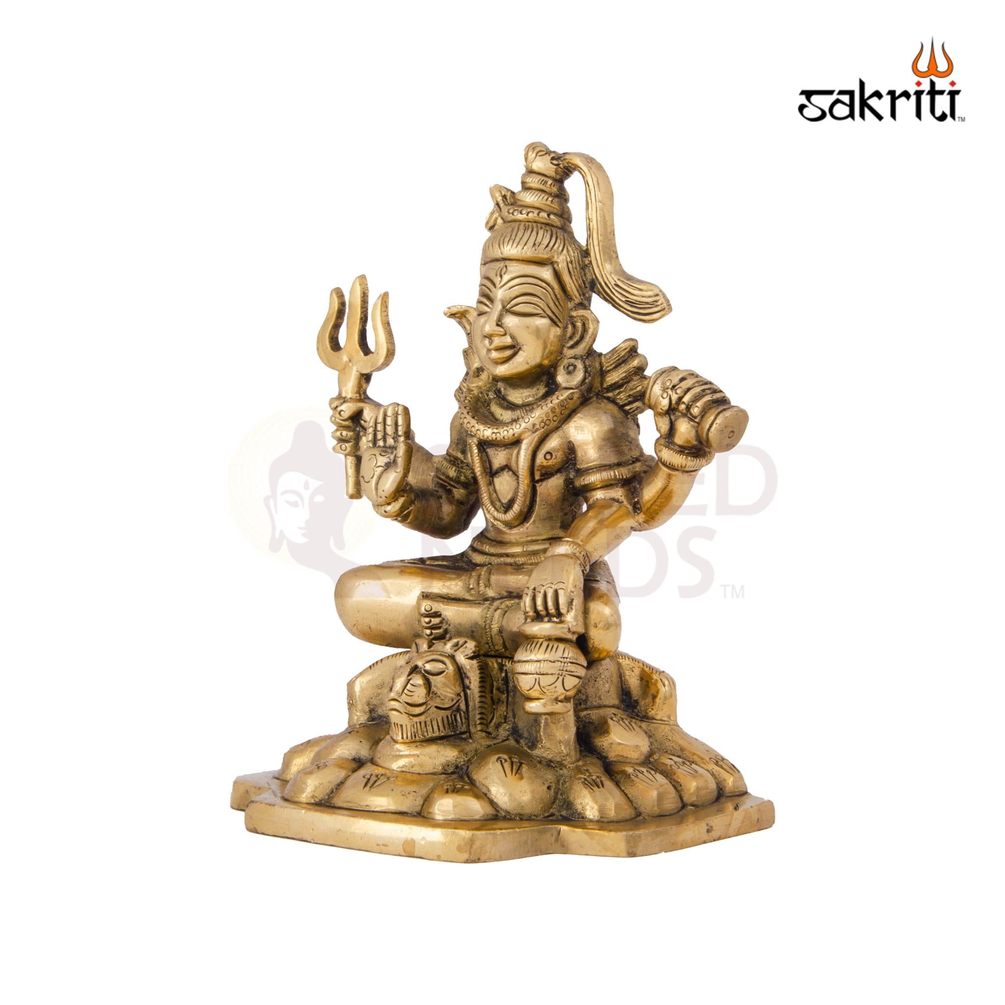 Brass Shivan Idol – 5.1 Inch Height | Lord Shiva Statue for Meditation, Pooja & Home Decor