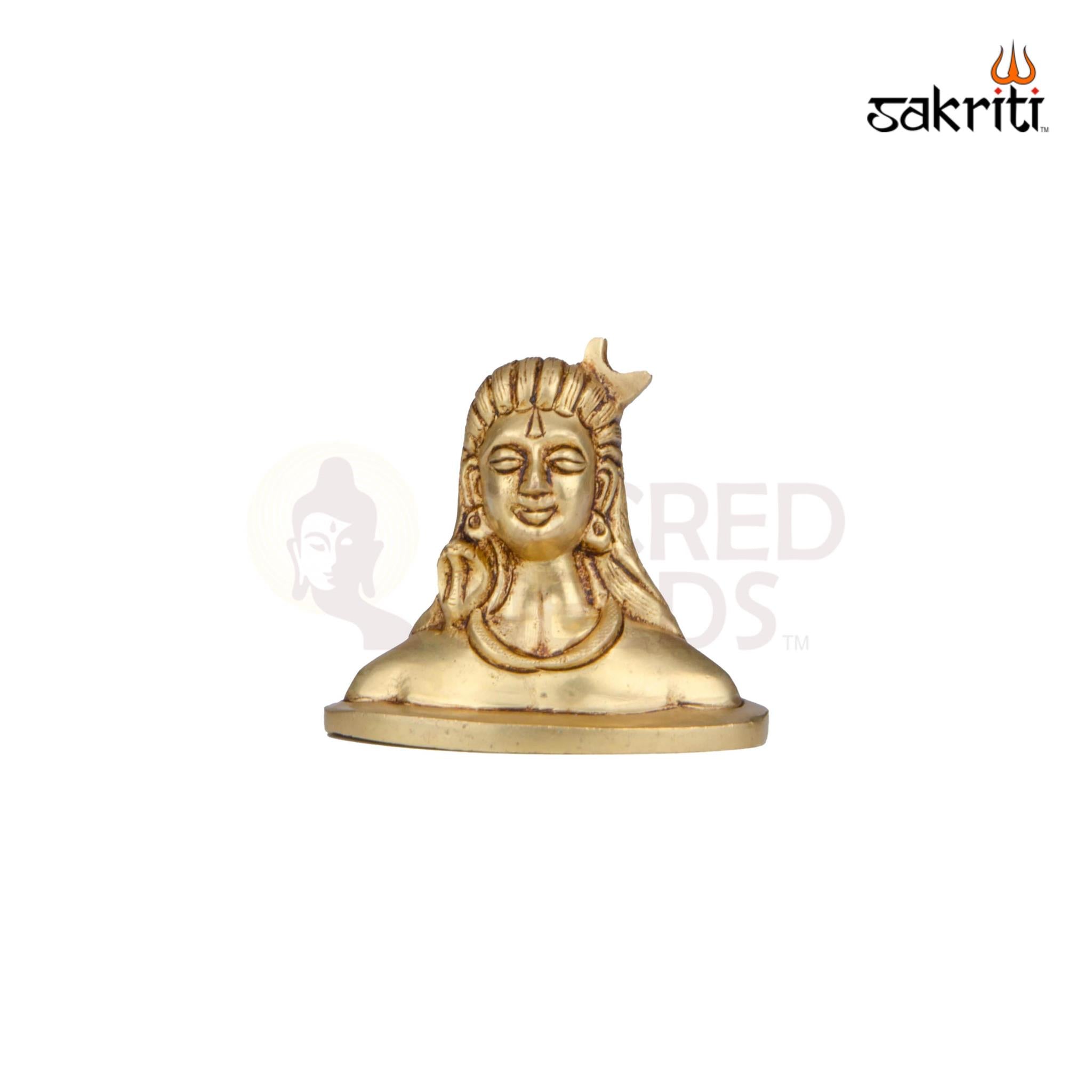Brass Adiyogi Shivan Idol – 2.5 Inch Height | Small Lord Shiva Statue for Meditation & Dashboard