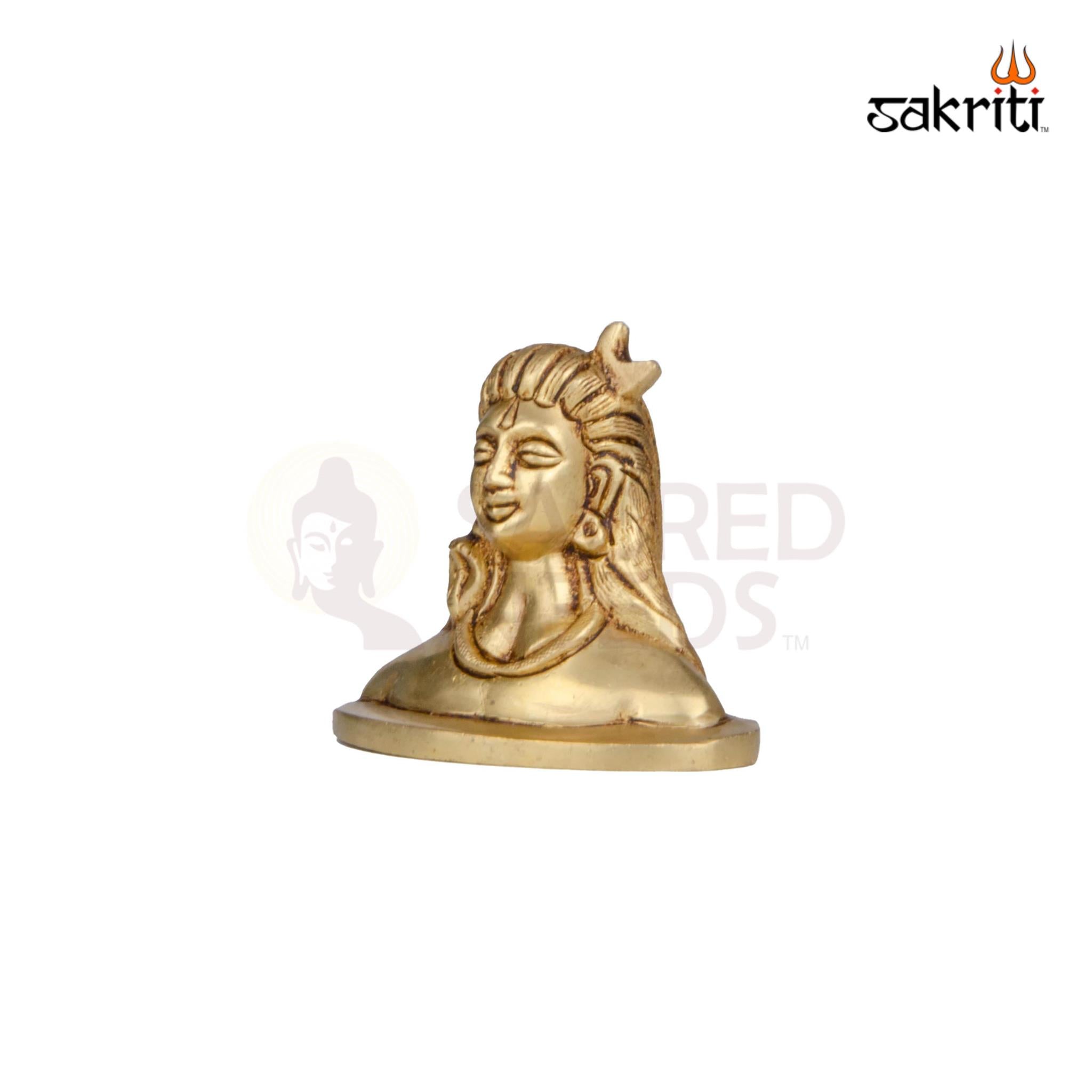 Brass Adiyogi Shivan Idol – 2.5 Inch Height | Small Lord Shiva Statue for Meditation & Dashboard