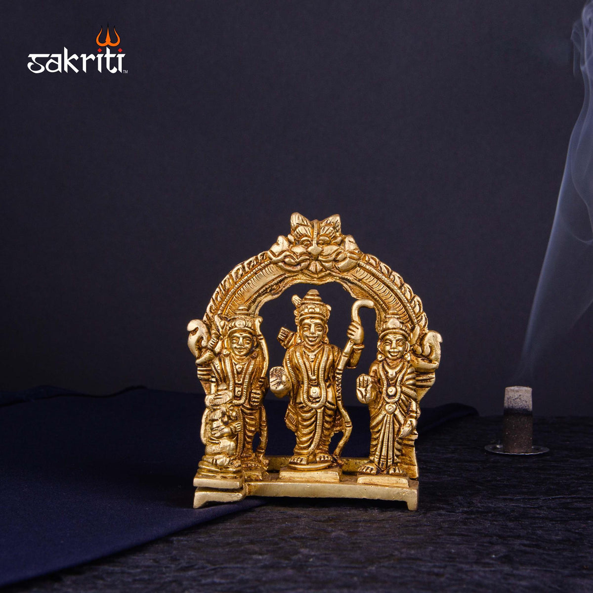 Brass Ram Darbar Idol – 4.2 Inch Height | Ram Sita Lakshman Hanuman Statue for Pooja & Festive Decor