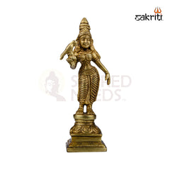 Brass Meenakshi Idol – 6 Inch Height | Goddess Meenakshi Statue for Temple & Wedding Gifting