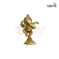 Brass Dancing Ganesha Idol – 4 Inch Height | Nataraja Vinayaka for Pooja & Festive Decor