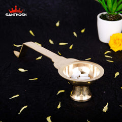 Brass Golchi Arti – 1.6 Inch Height | Miniature Brass Aarti Plate for Pooja & Temple