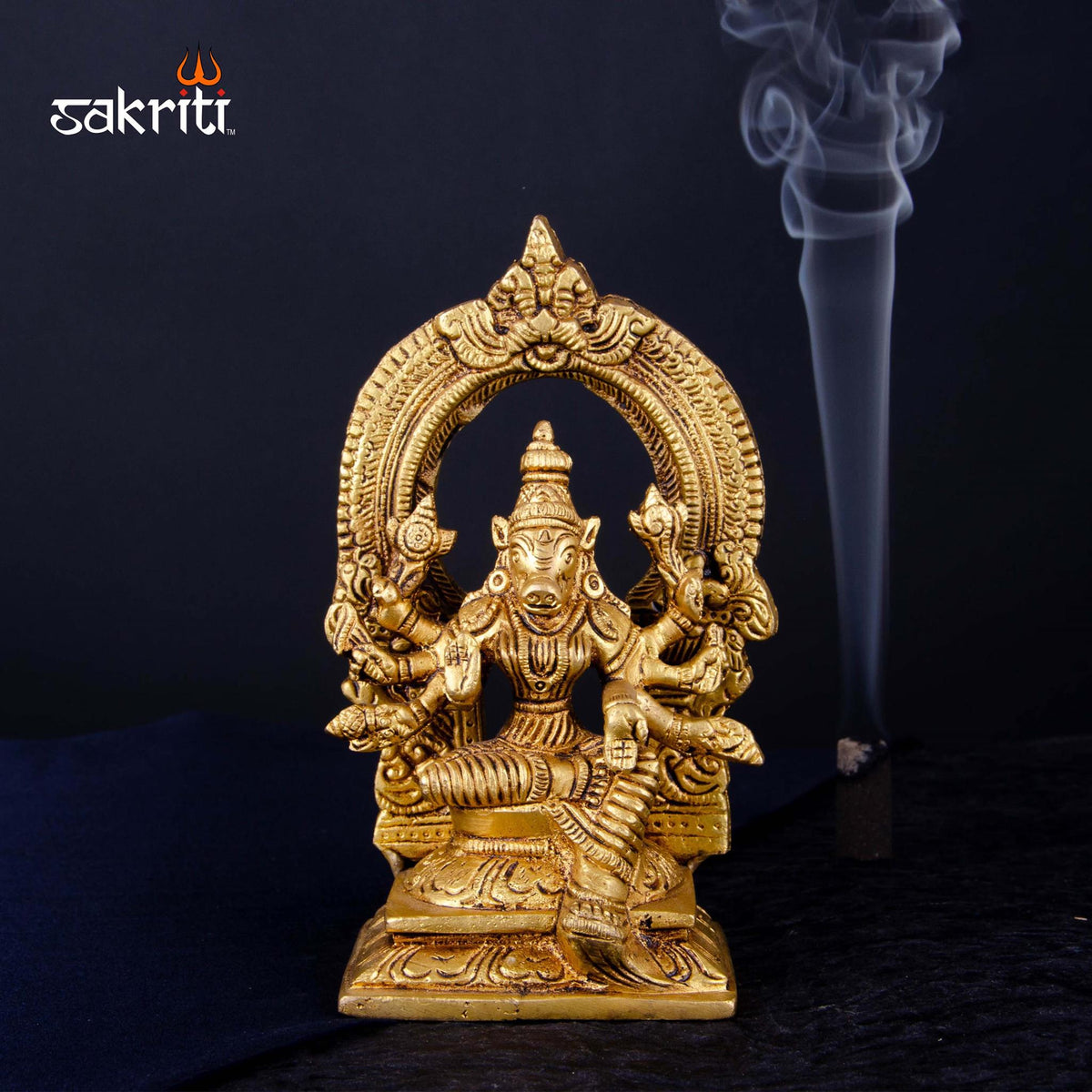 Brass Varahi with Arch – 6.2 Inch Height | Divine Varahi Devi Idol with Arch for Pooja, Rituals & Veneration