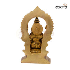 Brass Ganesha with Arch – 7 Inch Height | Lord Ganesha Brass Statue with Prabhavali Arch for Temple & Pooja
