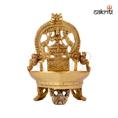 Brass Lakshmi Vilakku – 9 Inch Height | Lakshmi Devi Brass Oil Lamp for Deepam, Pooja & Diwali Decor