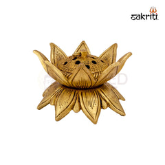Brass Lotus Dhoopkal – 2.5 Inch Height | Lotus Design Brass Dhoop Stand for Pooja, Fragrance & Decor