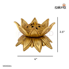 Brass Lotus Dhoopkal – 2.5 Inch Height | Lotus Design Brass Dhoop Stand for Pooja, Fragrance & Decor