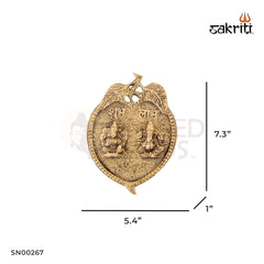 Brass Leaf Ganesha-Lakshmi Mounted – 7.3 Inch Height | Twin Brass Deity Idol on Leaf Base for Diwali & Spiritual Blessings